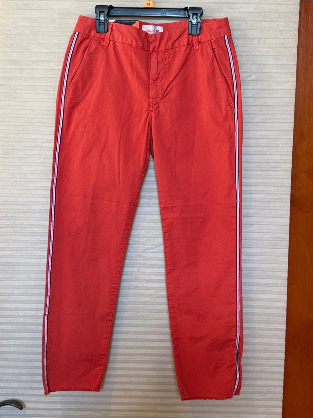 NWT Sundry Murray Hill trouser pants Pink & Navy Side Stripes 25